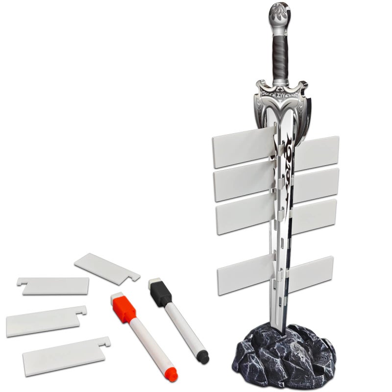 CZYY Initiative Tracker Acrylic Laser Cut Sword in The Stone Base with 12 PCS Erasable Taken Flags Perfect for D&D, Dungeons & Dragons, Pathfinder and Other Tabletop RPG - Image 1